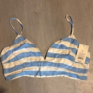 Striped Blue and White Cropped Top